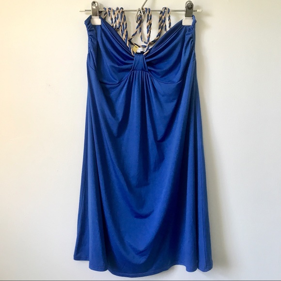 Charlotte Russe Royal Blue & Gold Dress, Size L - Picture 1 of 10